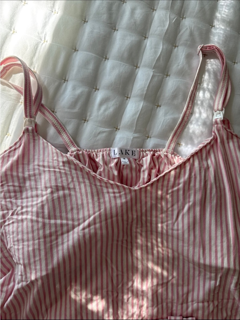 Maternity DreamModal Kimono Three-Piece Set in English Rose Pencil Stripe - Picture 2 of 5